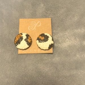 Plunder Earrings cheetah print- Black, Brown, White stud base.